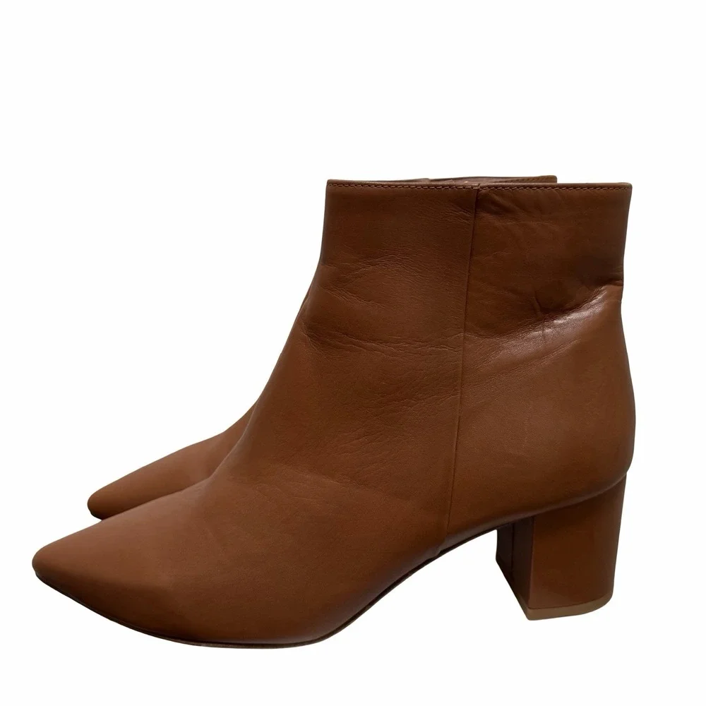L'AGENCE Womens Jeanne II Pointed‎ Toe Leather Boots in Luggage Brown EU 40 US 9
